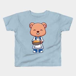 Chef Bear Cute Cartoon Kids T-Shirt